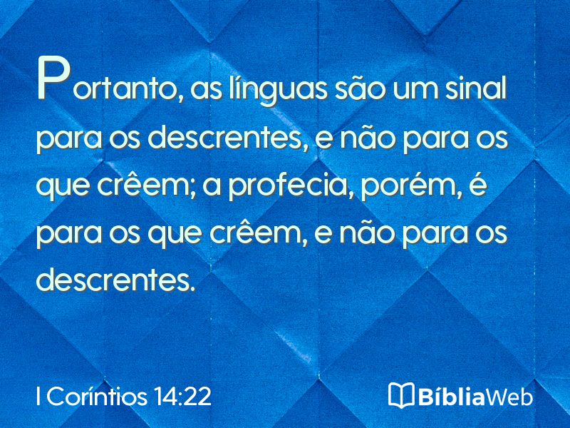 I Coríntios 14:22 em imagem para compartilhar
