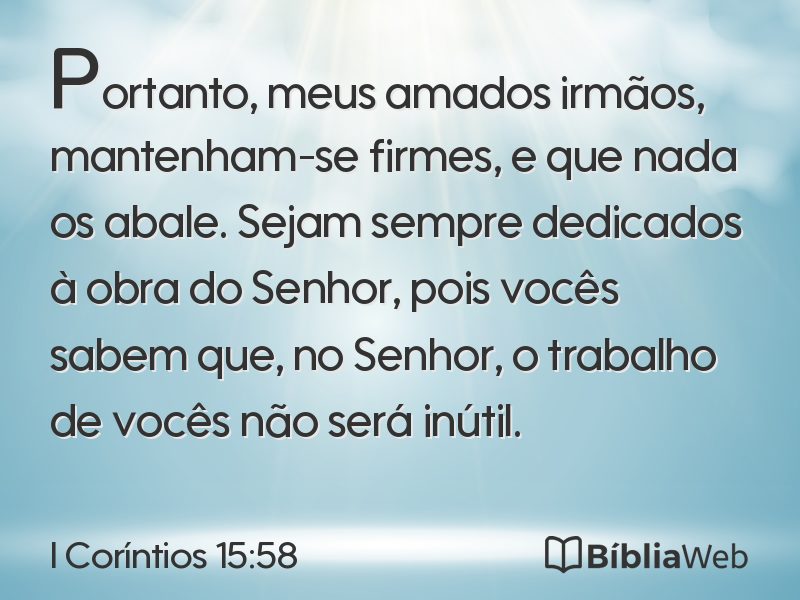 I Coríntios 15:58 em imagem para compartilhar