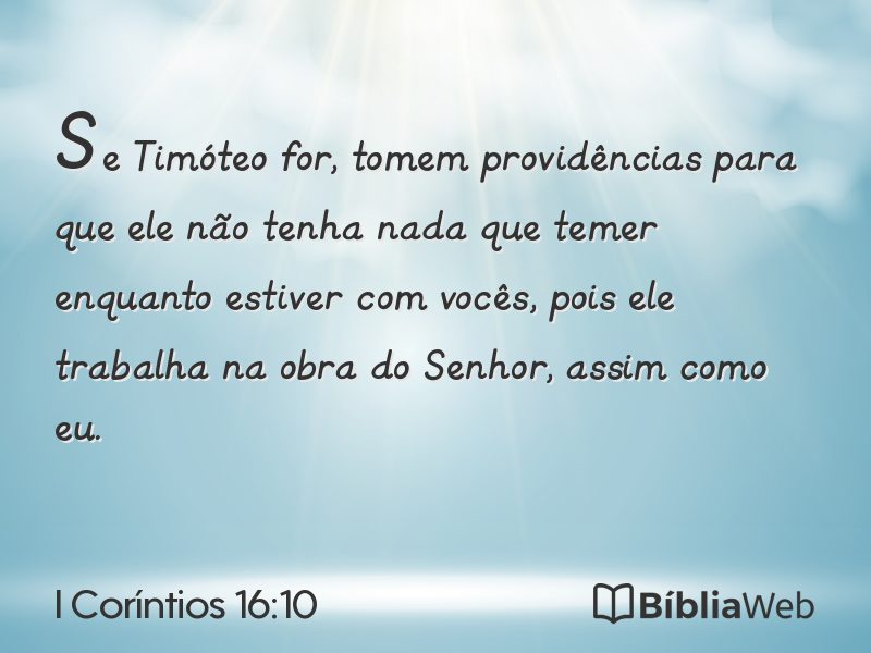 I Coríntios 16:10 em imagem para compartilhar