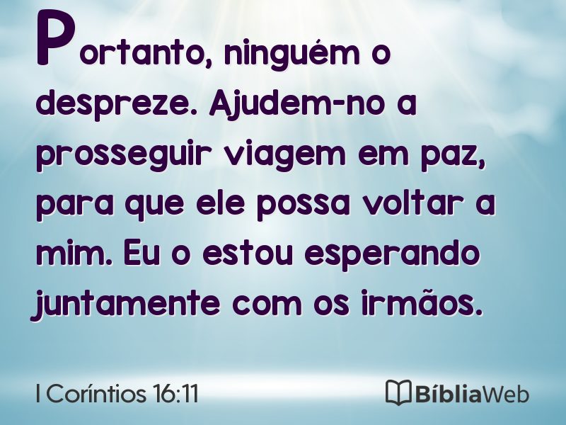 I Coríntios 16:11 em imagem para compartilhar