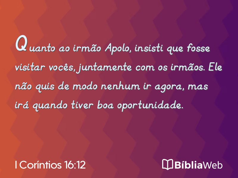 I Coríntios 16:12 em imagem para compartilhar