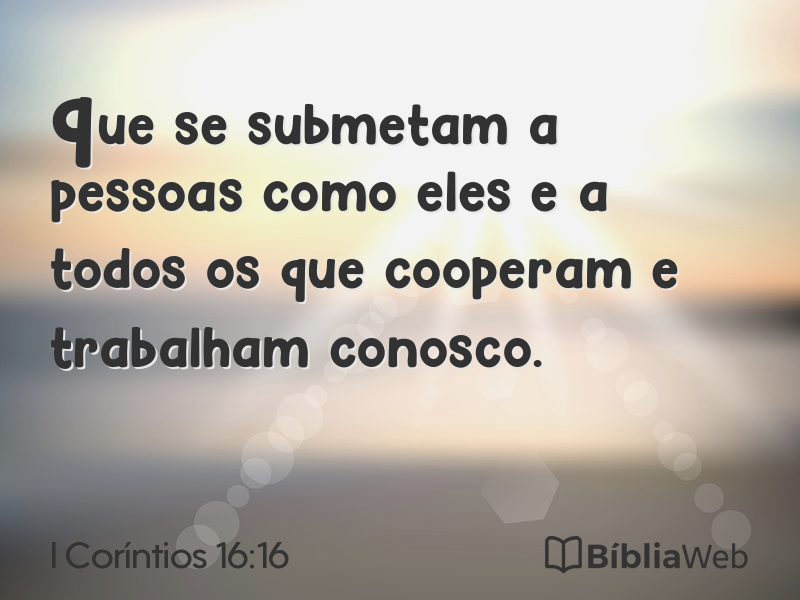I Coríntios 16:16 em imagem para compartilhar