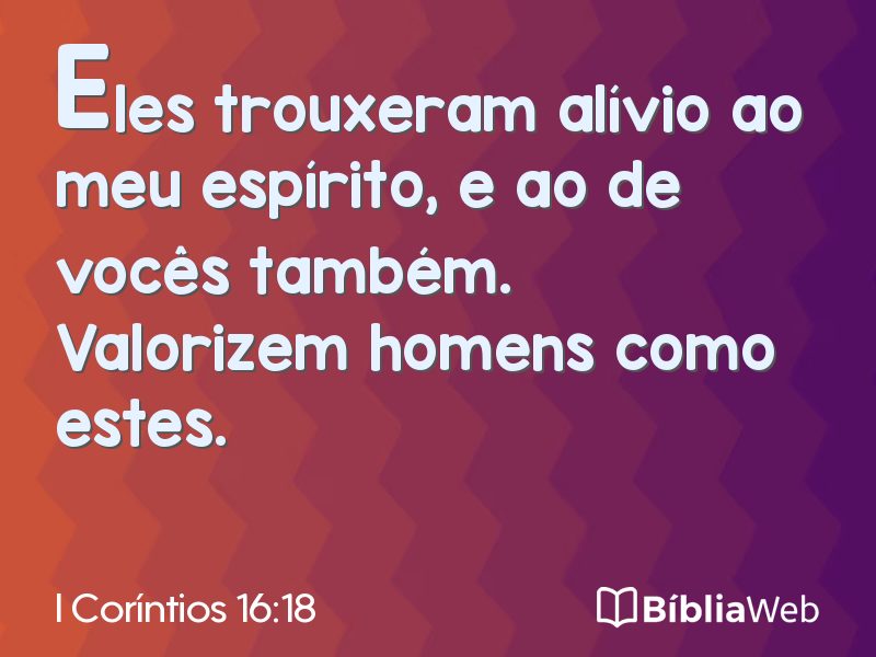 I Coríntios 16:18 em imagem para compartilhar