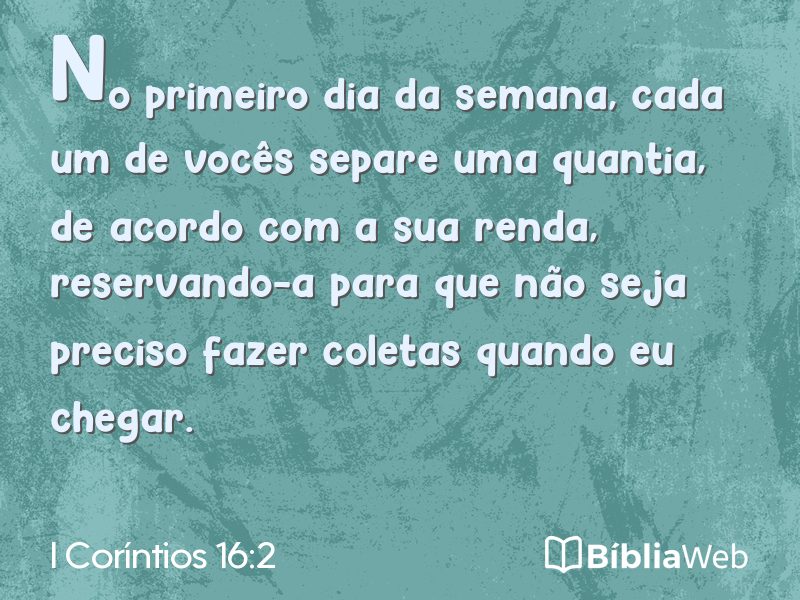 I Coríntios 16:2 em imagem para compartilhar