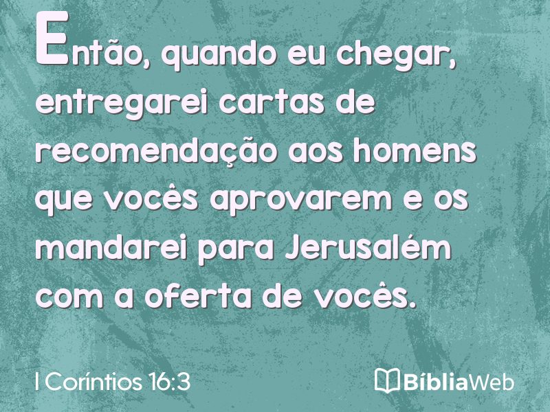 I Coríntios 16:3 em imagem para compartilhar