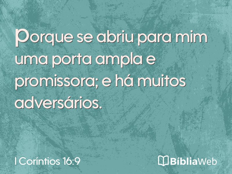 I Coríntios 16:9 em imagem para compartilhar