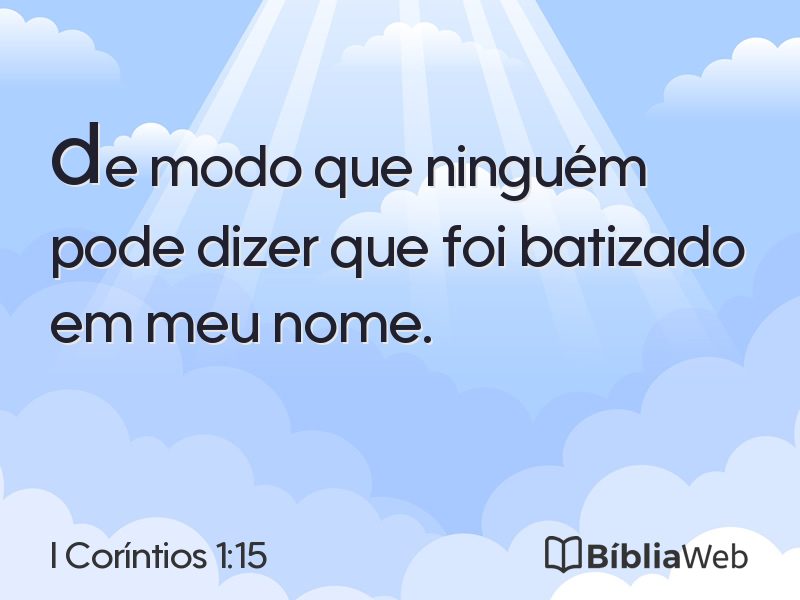 I Coríntios 1:15 em imagem para compartilhar