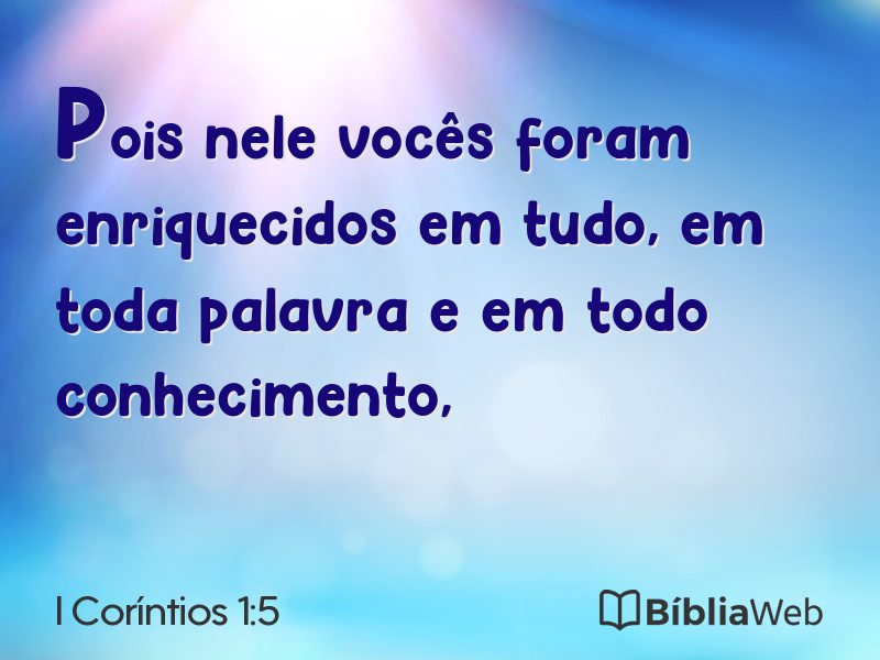 I Coríntios 1:5 em imagem para compartilhar