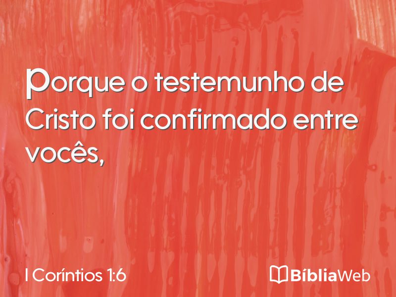 I Coríntios 1:6 em imagem para compartilhar