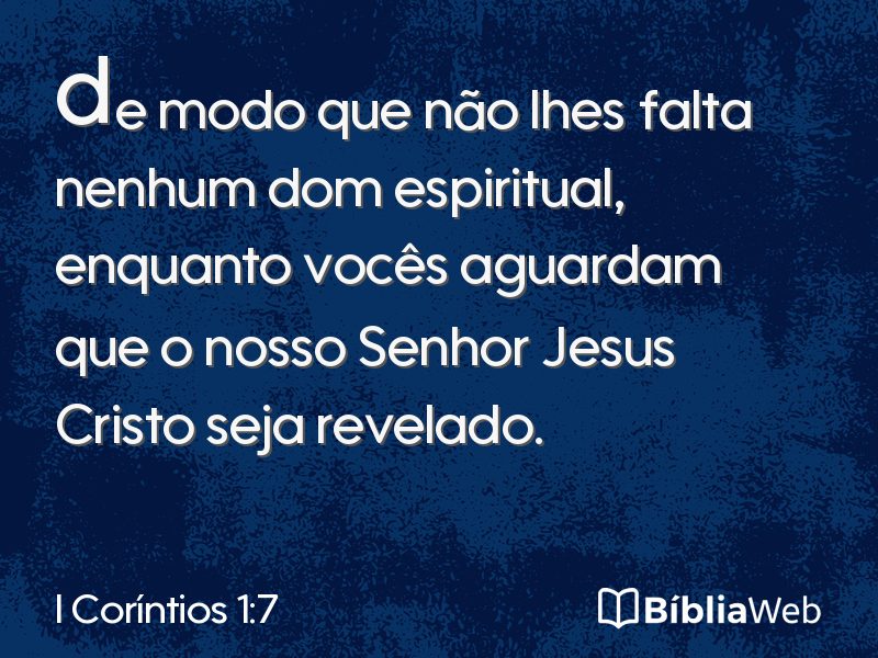 I Coríntios 1:7 em imagem para compartilhar
