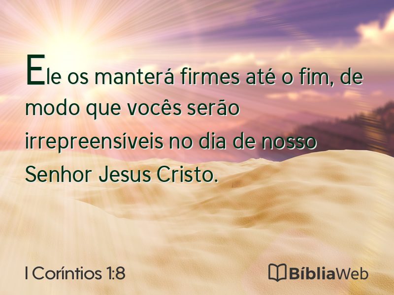 I Coríntios 1:8 em imagem para compartilhar