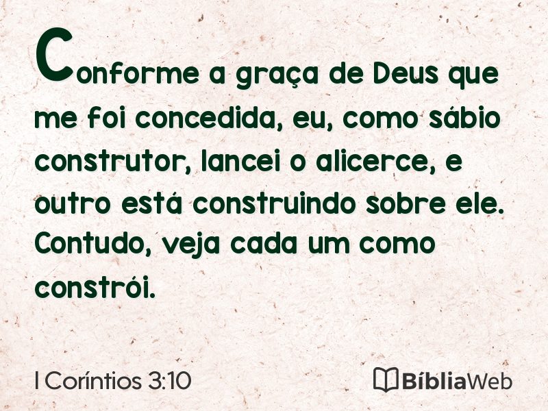 I Coríntios 3:10 em imagem para compartilhar