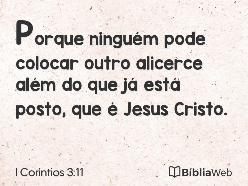 I Coríntios 3:11 em imagem para compartilhar