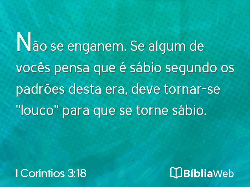 I Coríntios 3:18 em imagem para compartilhar