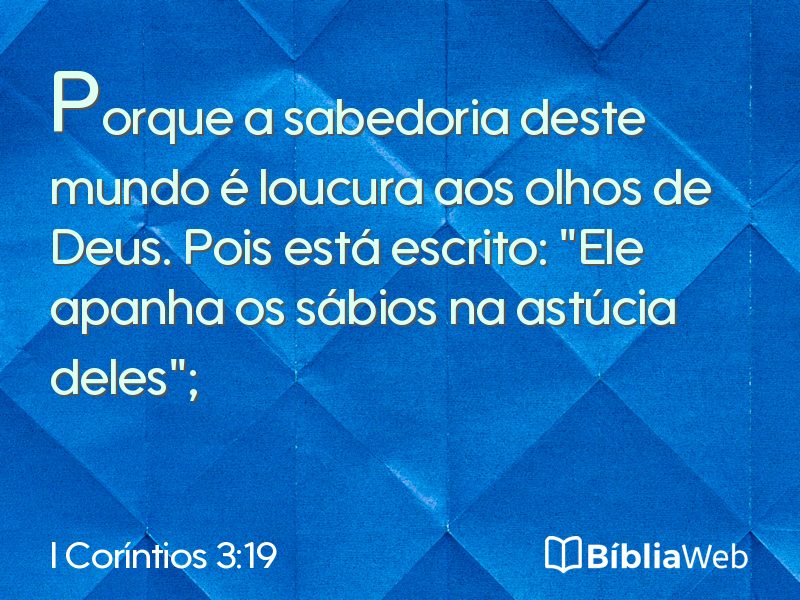 I Coríntios 3:19 em imagem para compartilhar