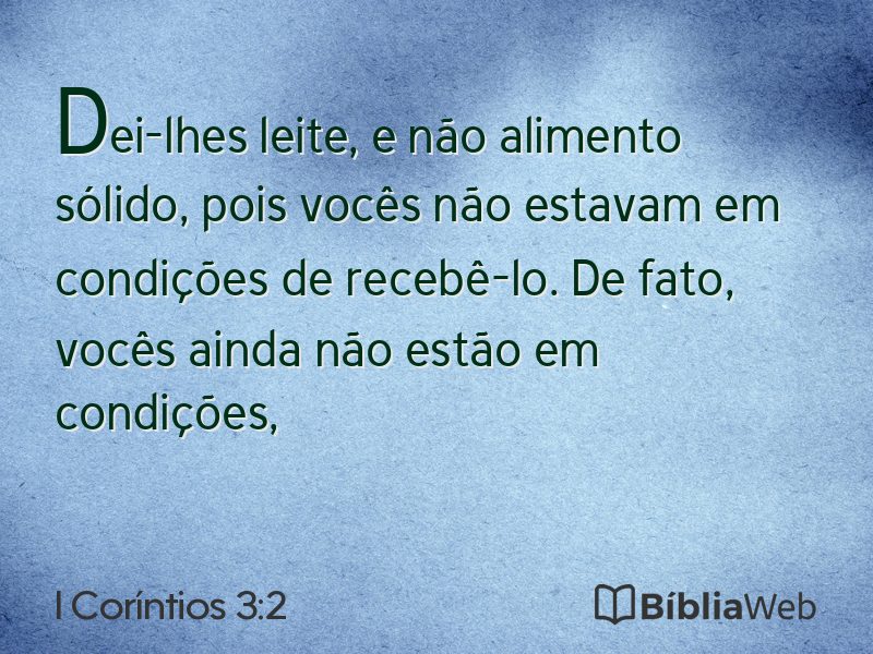 I Coríntios 3:2 em imagem para compartilhar