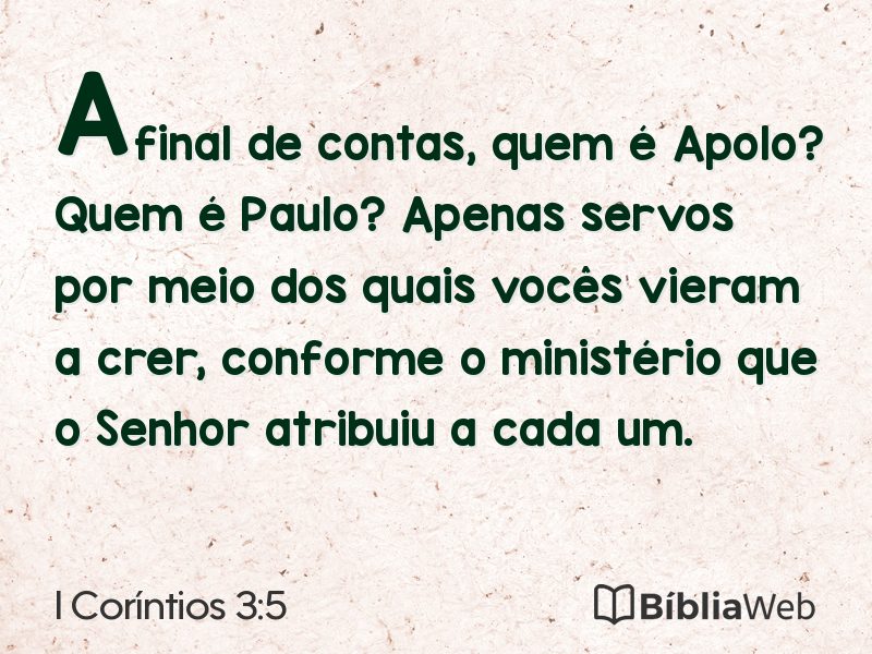 I Coríntios 3:5 em imagem para compartilhar