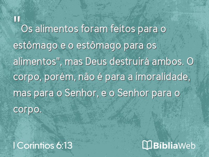 I Coríntios 6:13 em imagem para compartilhar