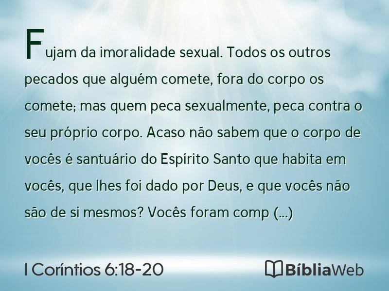 I Coríntios 6:18-20 em imagem para compartilhar