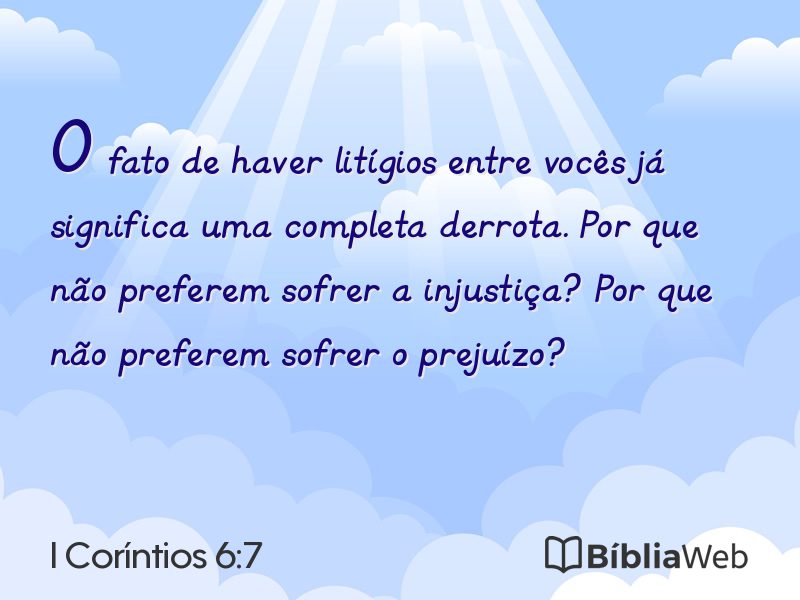 I Coríntios 6:7 em imagem para compartilhar