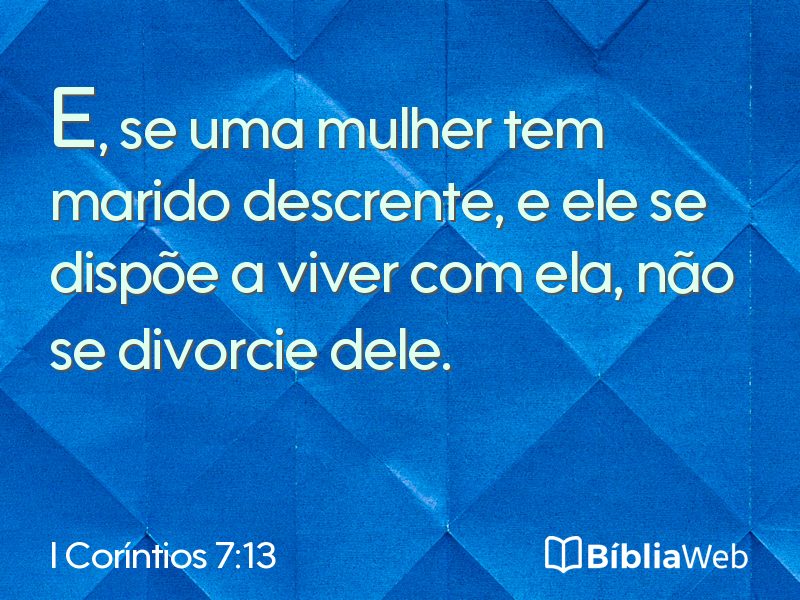 I Coríntios 7:13 em imagem para compartilhar