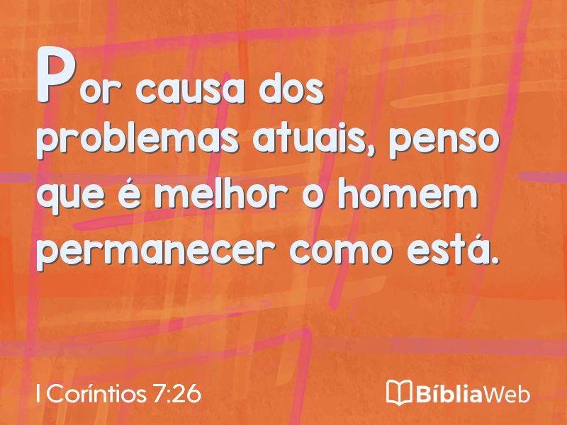 I Coríntios 7:26 em imagem para compartilhar