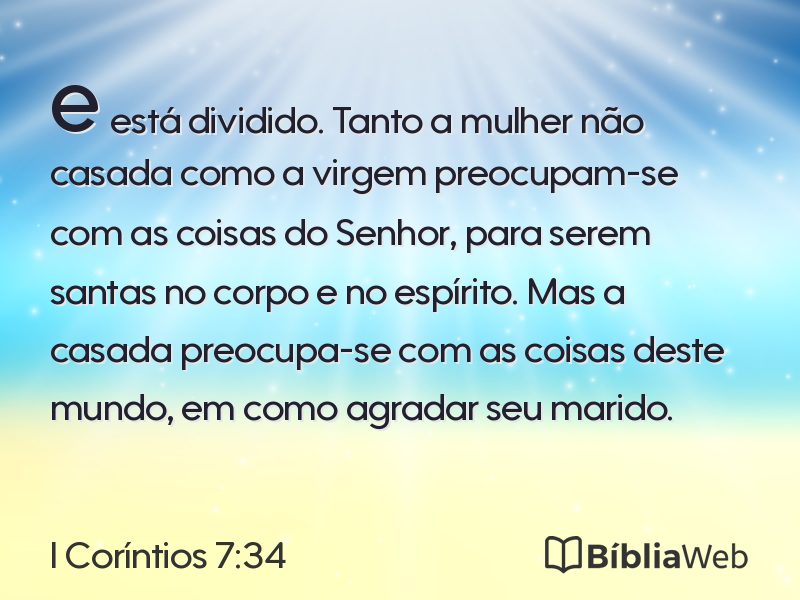 I Coríntios 7:34 em imagem para compartilhar