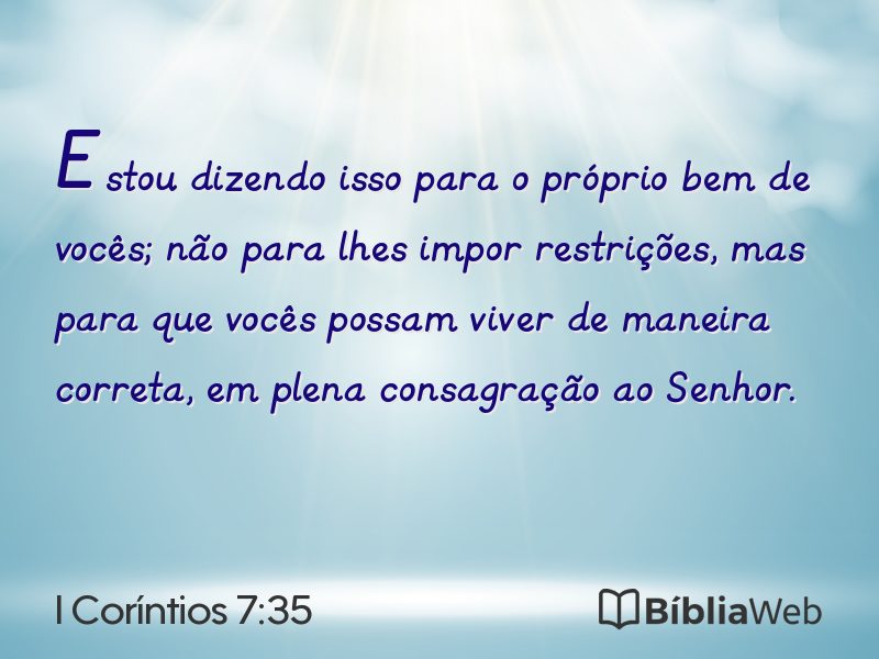 I Coríntios 7:35 em imagem para compartilhar