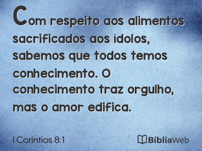 I Coríntios 8:1 em imagem para compartilhar