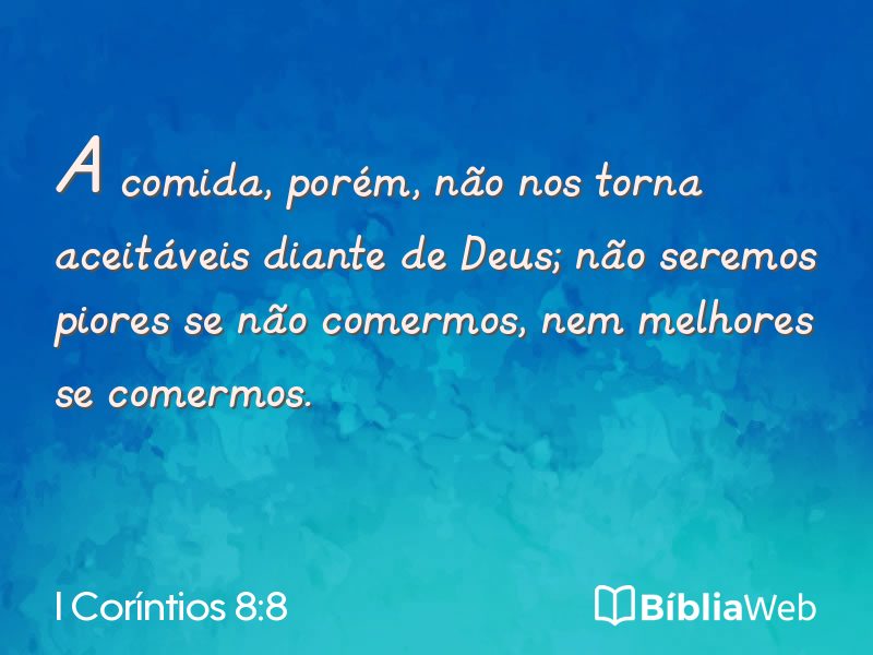I Coríntios 8:8 em imagem para compartilhar