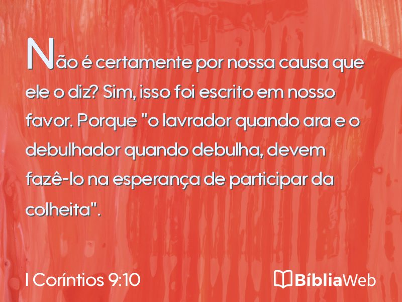 I Coríntios 9:10 em imagem para compartilhar