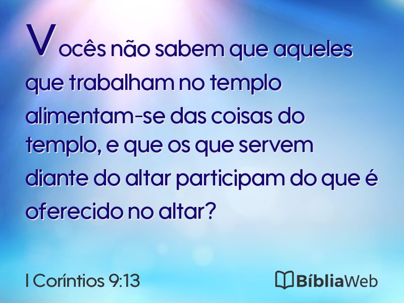 I Coríntios 9:13 em imagem para compartilhar