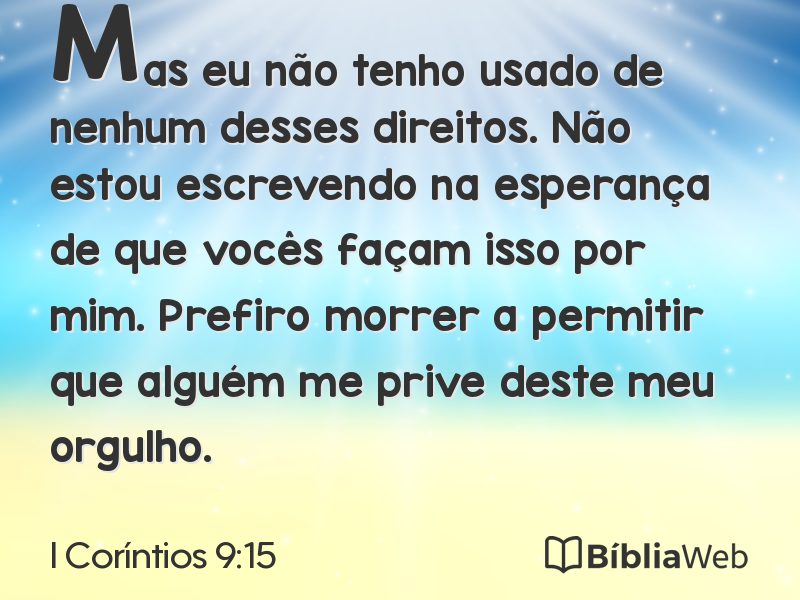 I Coríntios 9:15 em imagem para compartilhar