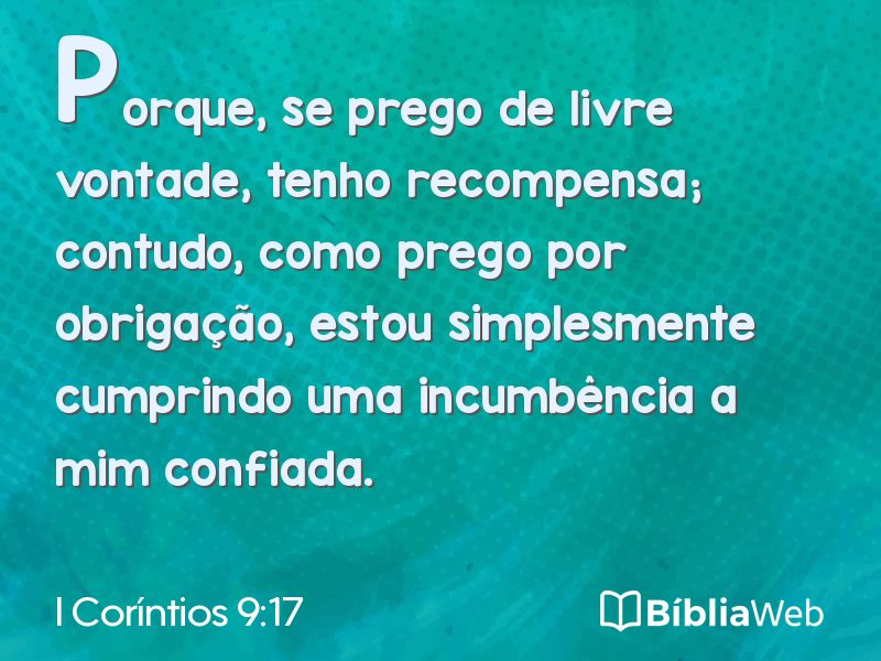 I Coríntios 9:17 em imagem para compartilhar