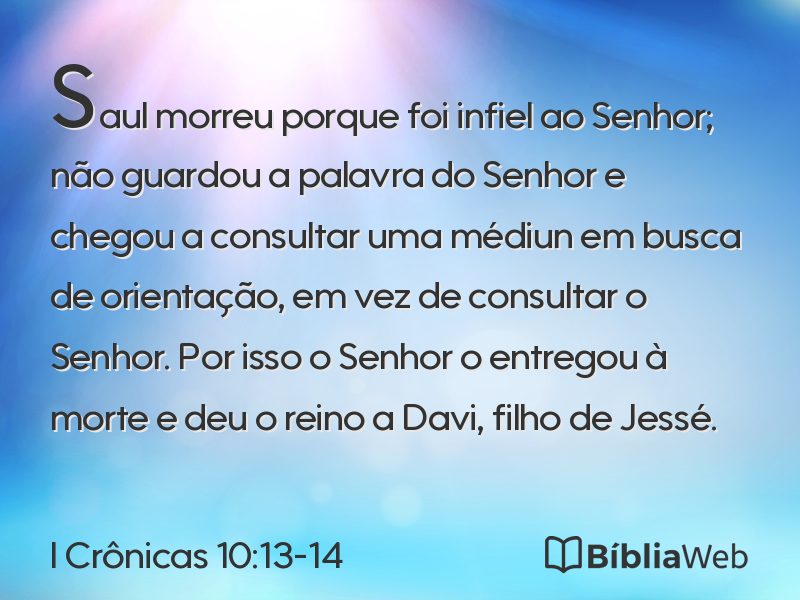 I Crônicas 10:13-14 em imagem para compartilhar