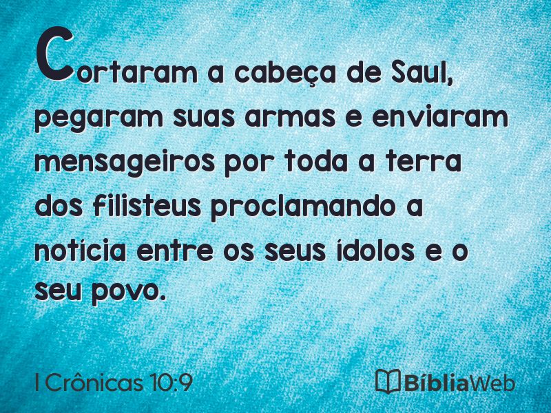 I Crônicas 10:9 em imagem para compartilhar