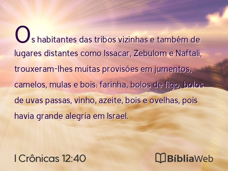 I Crônicas 12:40 em imagem para compartilhar