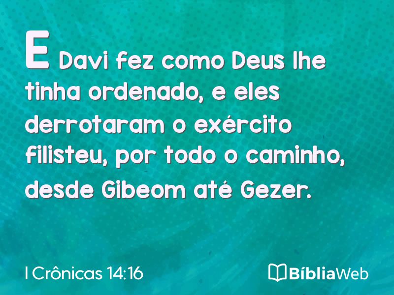 I Crônicas 14:16 em imagem para compartilhar