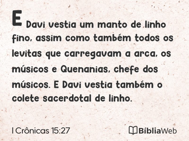 I Crônicas 15:27 em imagem para compartilhar