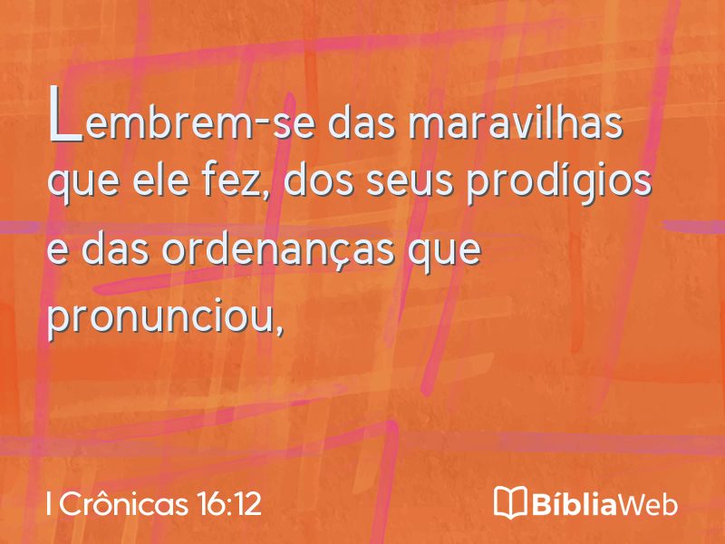 I Crônicas 16:12 em imagem para compartilhar