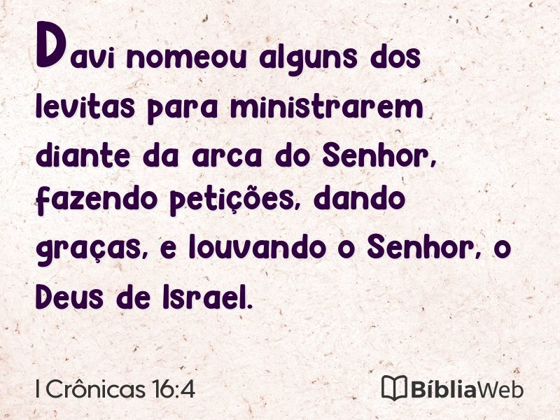 I Crônicas 16:4 em imagem para compartilhar