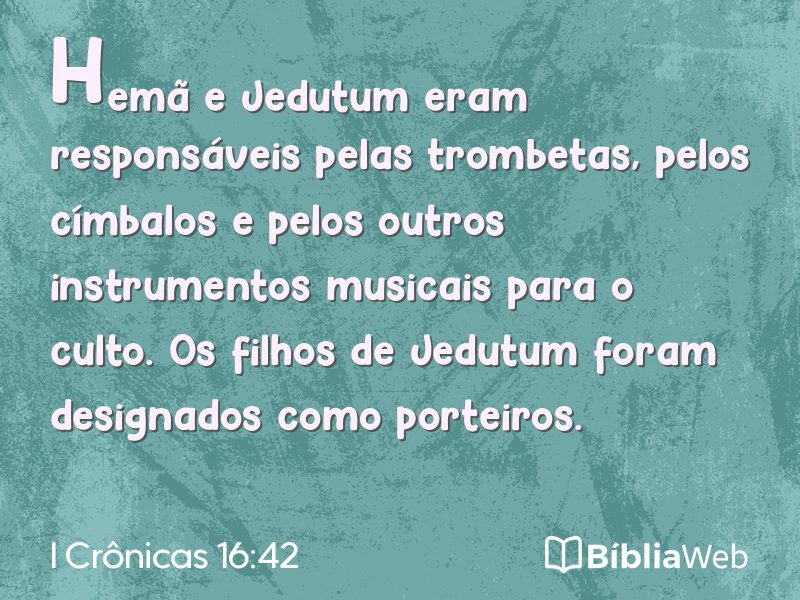I Crônicas 16:42 em imagem para compartilhar