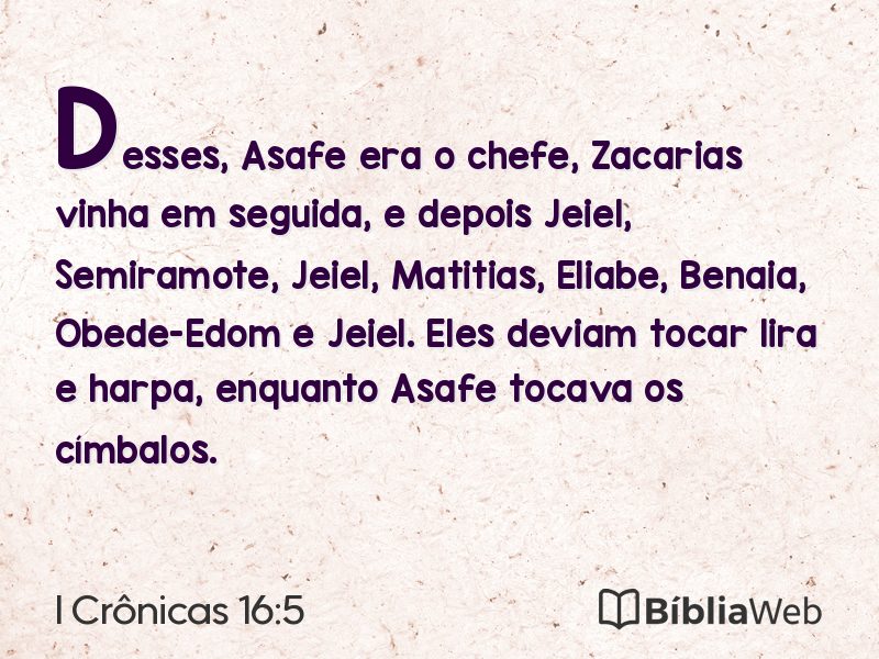 I Crônicas 16:5 em imagem para compartilhar