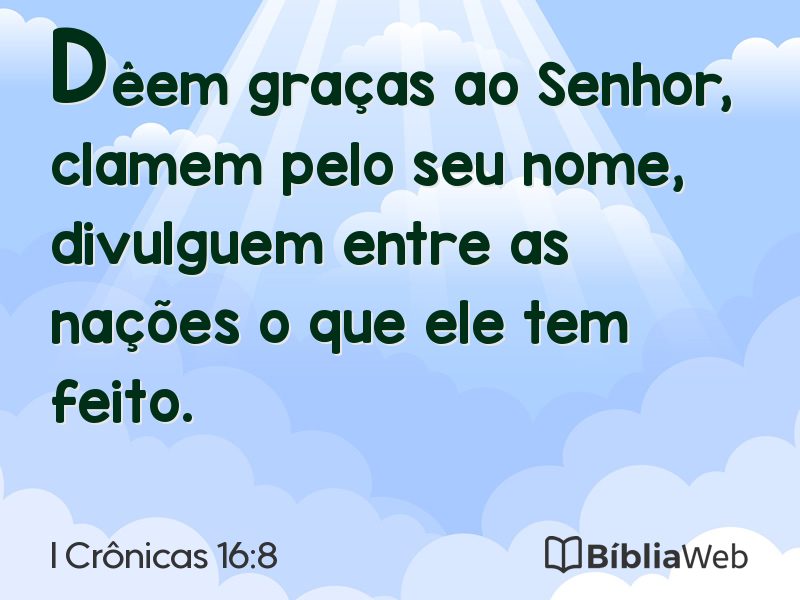 I Crônicas 16:8 em imagem para compartilhar