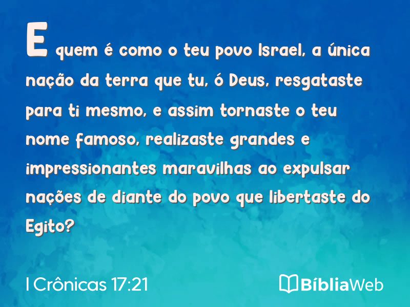 I Crônicas 17:21 em imagem para compartilhar