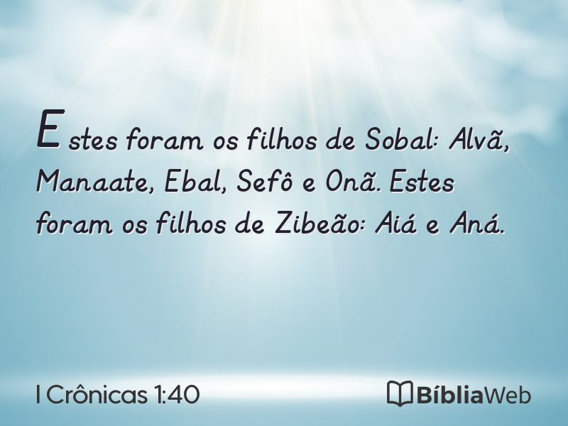 I Crônicas 1:40 em imagem para compartilhar
