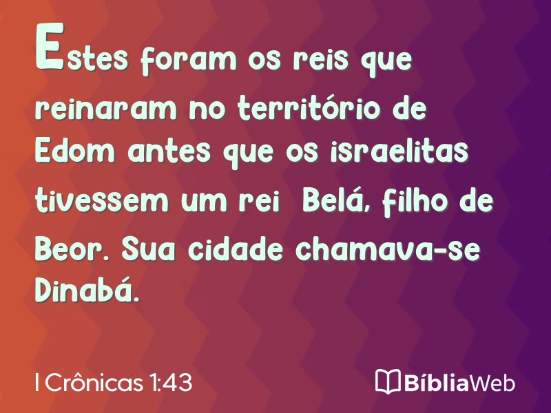 I Crônicas 1:43 em imagem para compartilhar