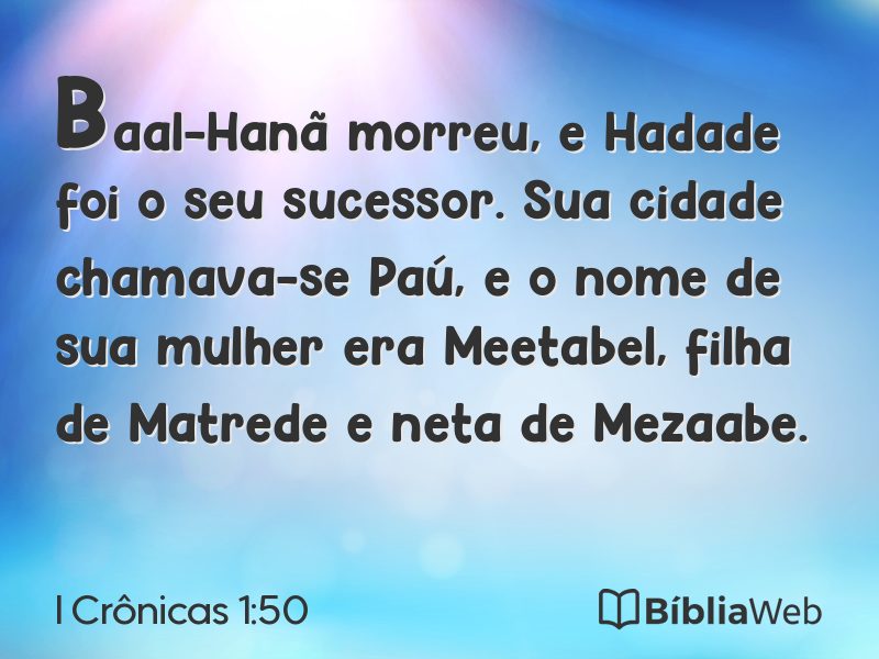 I Crônicas 1:50 em imagem para compartilhar