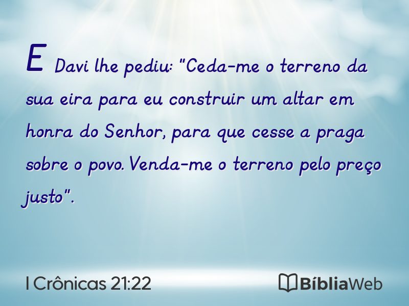 I Crônicas 21:22 em imagem para compartilhar