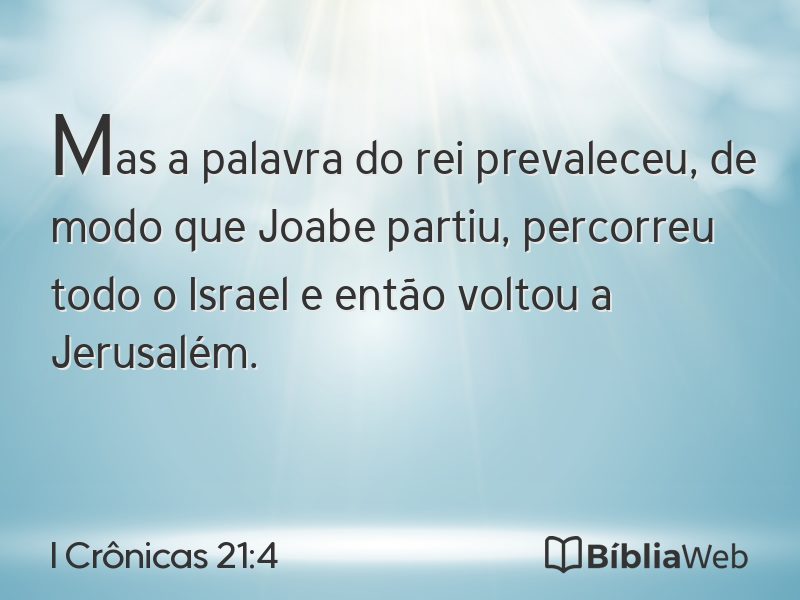 I Crônicas 21:4 em imagem para compartilhar